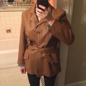 Italian leather belted jacket